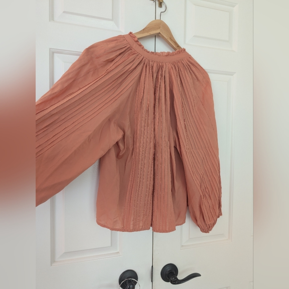 The Great Lightweight Pintuck Blouse - Color Is Terra Cotta - Picture 12 of 14